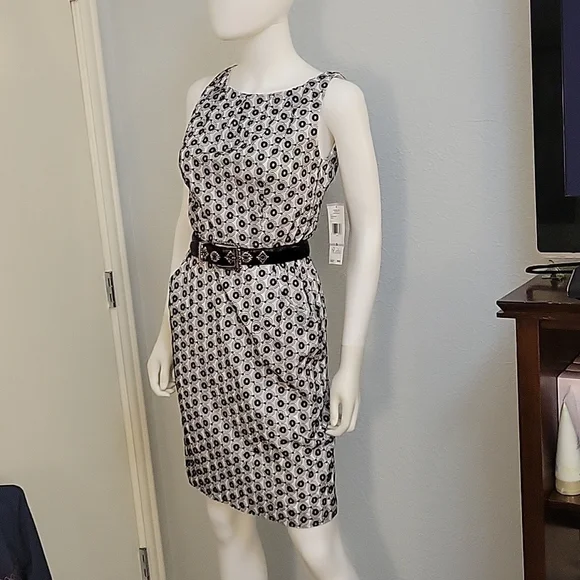 NINE WEST Monochrome Embroidered Eyelet Sleeveless Tank Grunge Dress - Picture 2 of 12